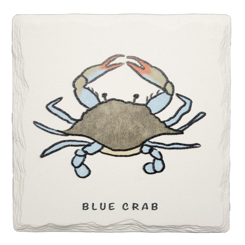 Blue Crab Hand-Drawn Ceramic Drink Coaster