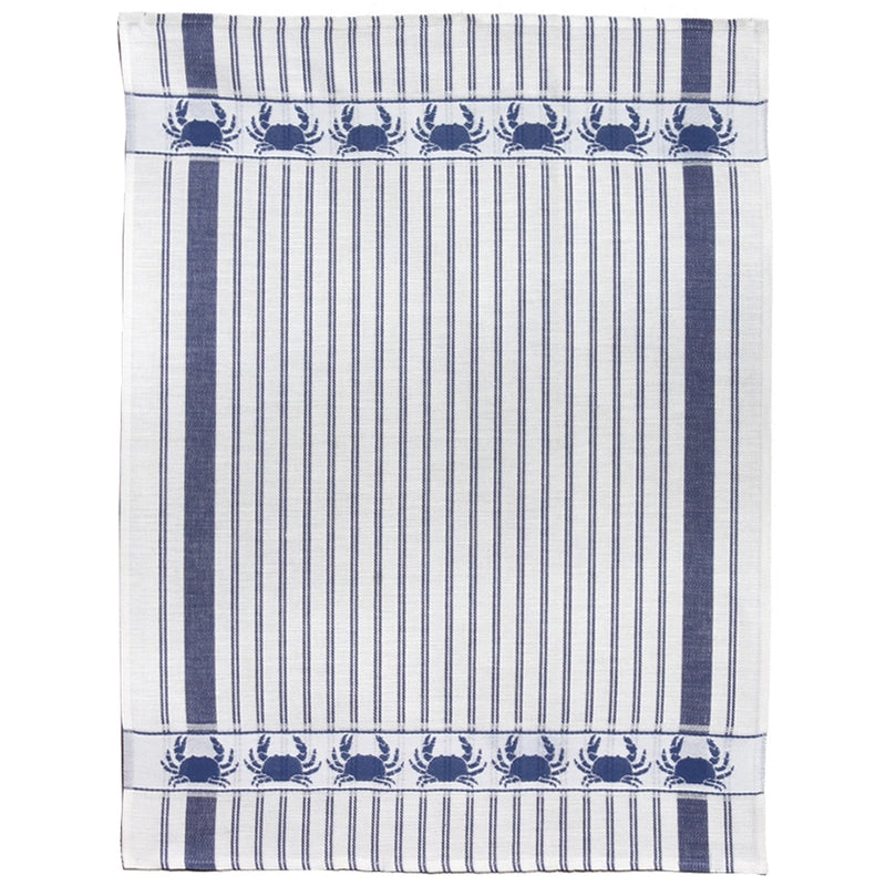 Crab Linen Blend Kitchen Towel - Blue