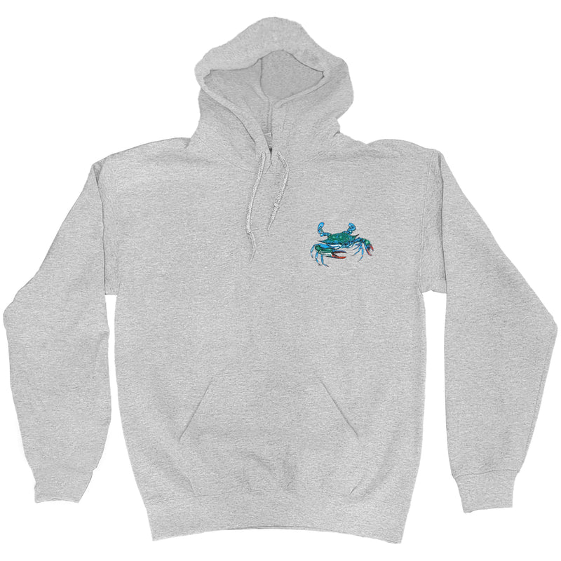 Blue Crab Two Sided Gray Hoodie front