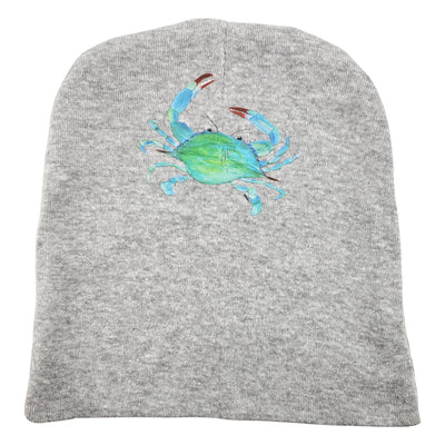 Watercolor Blue Crab Gray Baby Beanie Hat