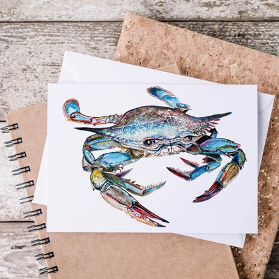 Blue Crab Callinectes Sapidus Watercolor Art - Greeting Card