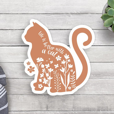 Life Is Better With A Cat Die Cut Vinyl Sticker Scene