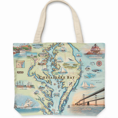 Chesapeake Bay Map Canvas Totebag