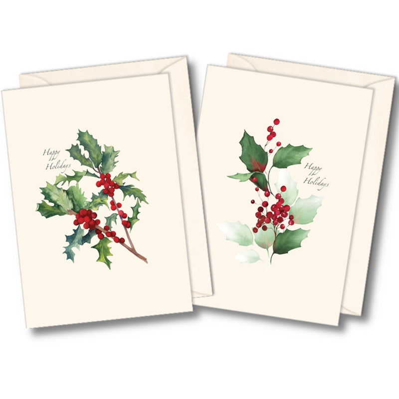 Holiday Holly Assortment Illustrated Notecards Set of 8