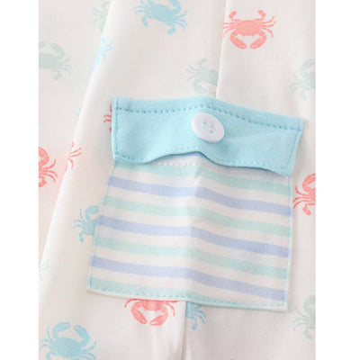 Crab Print Sleeveless Baby Romper (pocket)