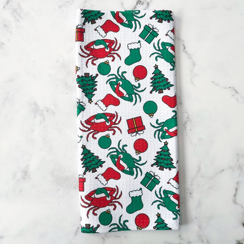 Crabs For Christmas Kitchen Towel