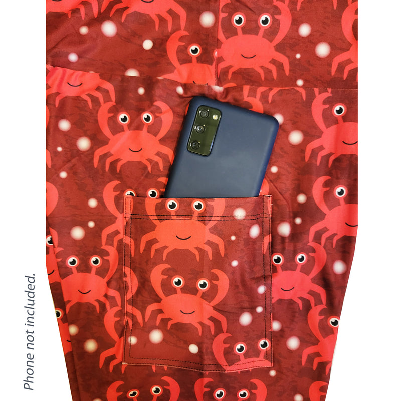 Crazy Crab Crimson Leggings with Pockets (pocket)