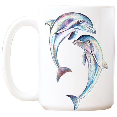 Happy Dolphins Watercolor Art Mug