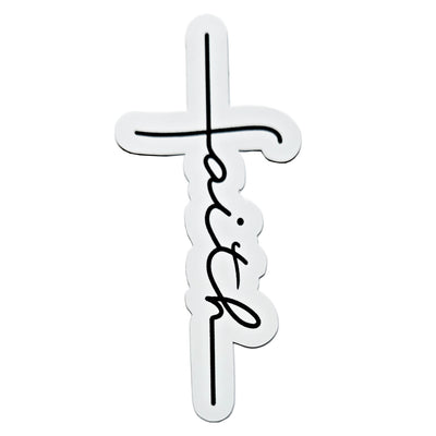 Faith Script Cross Vinyl Sticker