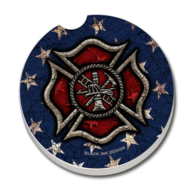 Firefighter Maltese Cross Absorbent Stone Car Coaster