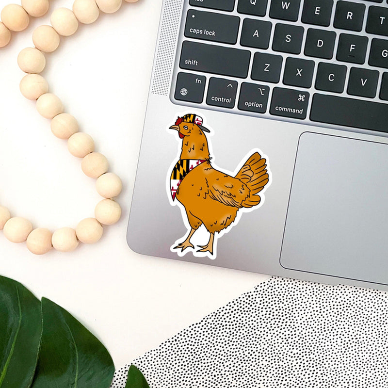 Maryland Hipster Chicken Vinyl Sticker (scene)