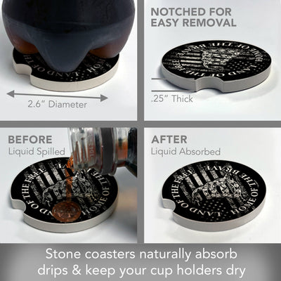 Land Of The Free Absorbent Stone Car Coaster