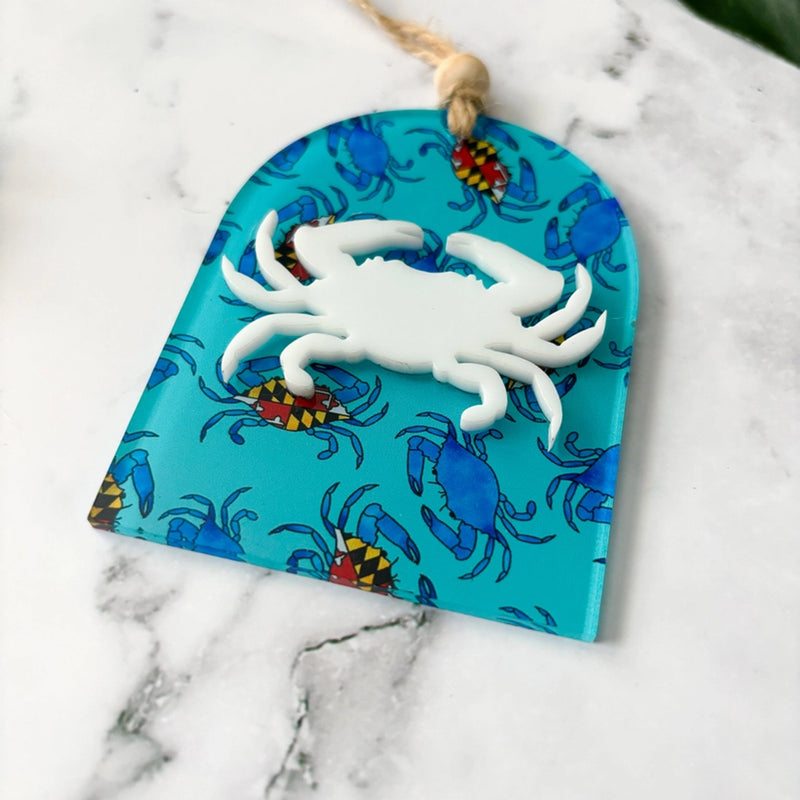 Maryland Blue Crab Acrylic Ornament (detail)