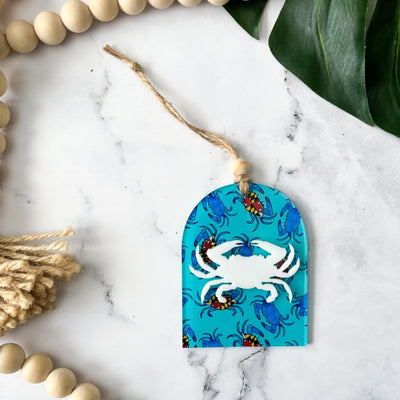 Maryland Blue Crab Acrylic Ornament Scene