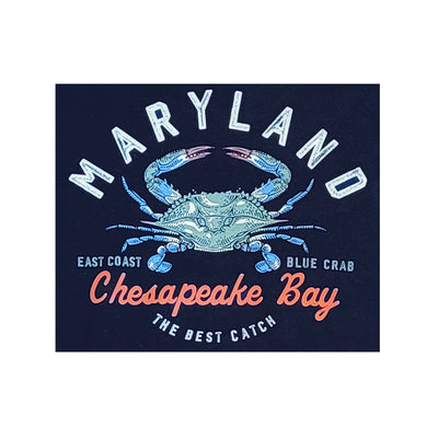 maryland chesapeake bay crab hoodie navy color closeup