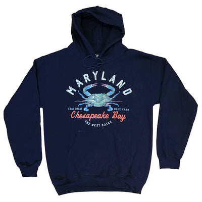 maryland chesapeake bay crab hoodie navy color