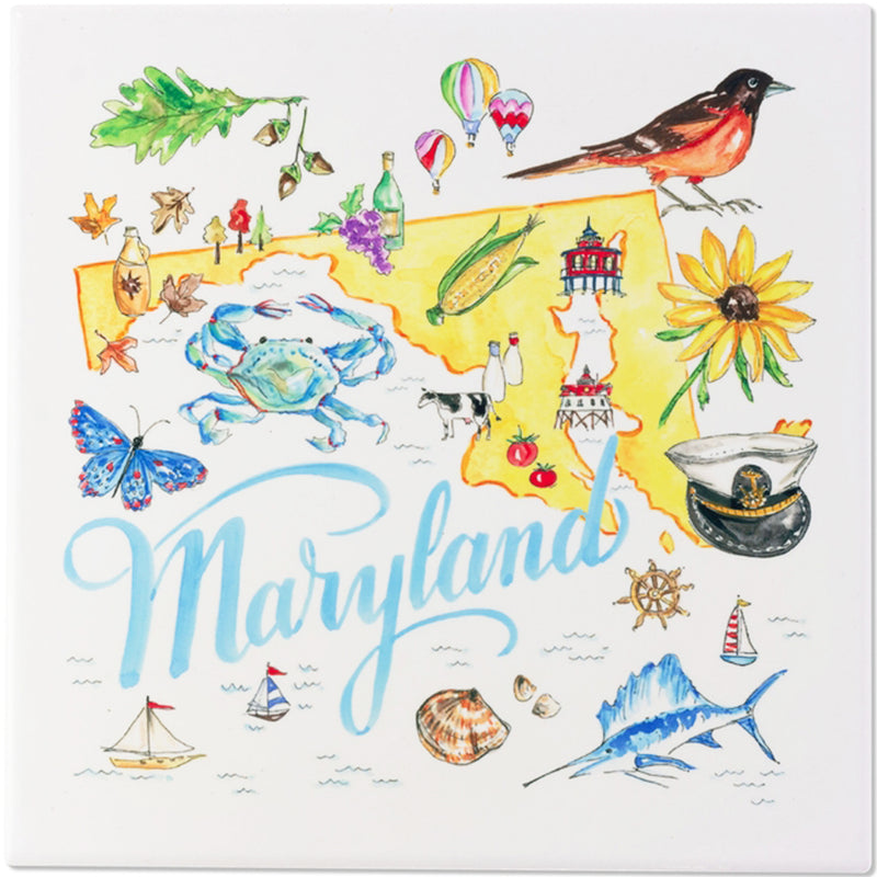 Maryland Collage 8 inch Ceramic Trivet