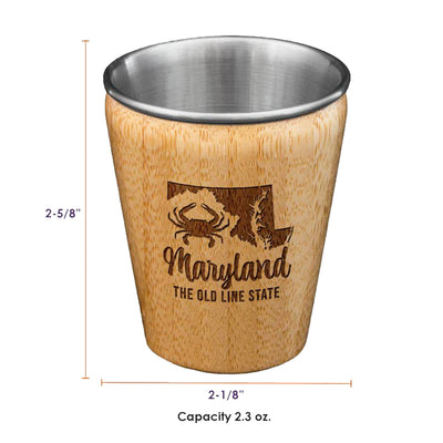 Maryland Engraved Shot Glass Bamboo