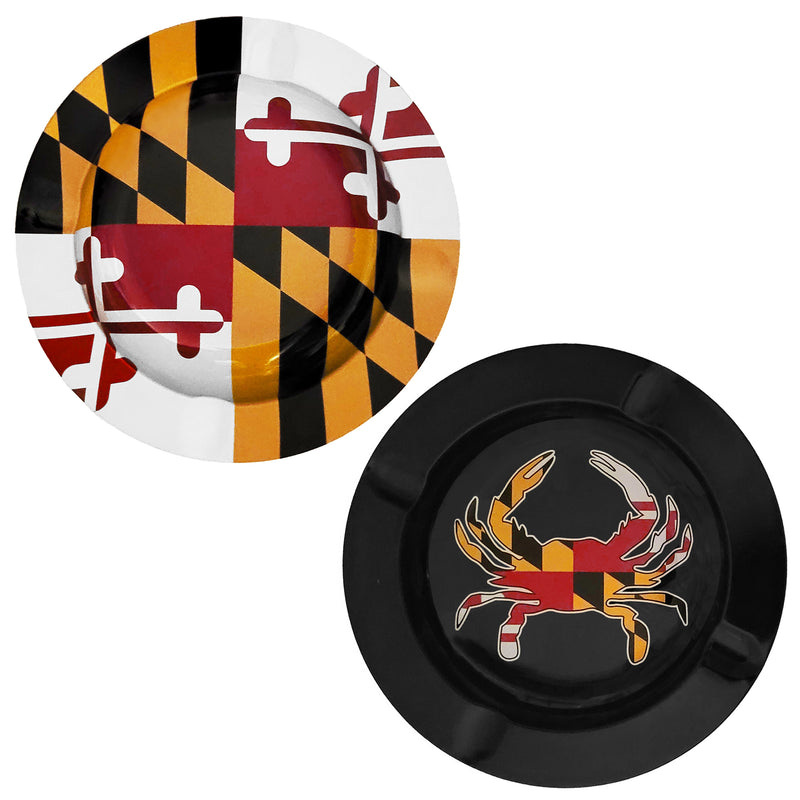 maryland flag and maryland flag crab metal ashtrays