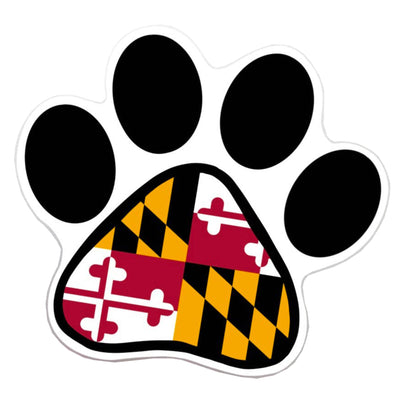 Maryland Flag Dog Paw Print Vinyl Sticker Large