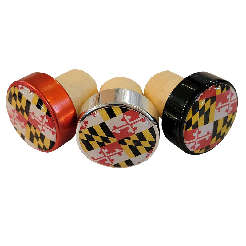 Maryland Flag Aluminum Wine Bottle Stopper - Assorted