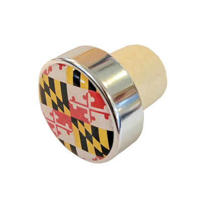 Maryland Flag Aluminum Wine Bottle Stopper - Silver edge