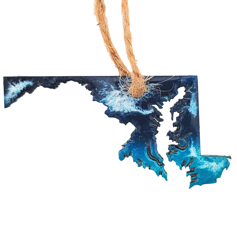 Maryland State Shaped Hand Poured Resin Ornament