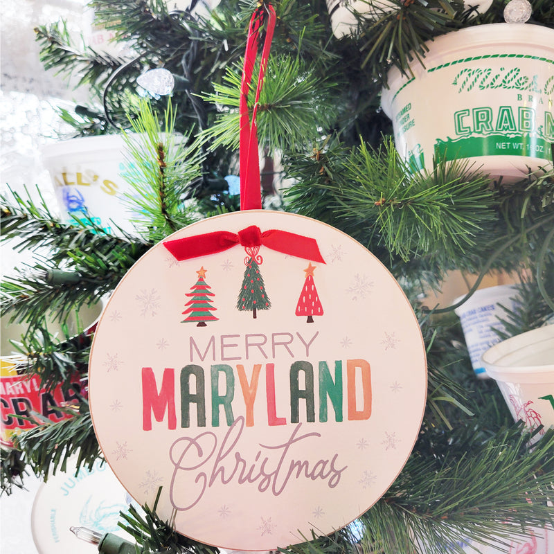 Merry Maryland Christmas Ornament 6" Round