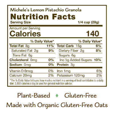 Michele's Granola - Lemon Pistachio Nutrition Facts