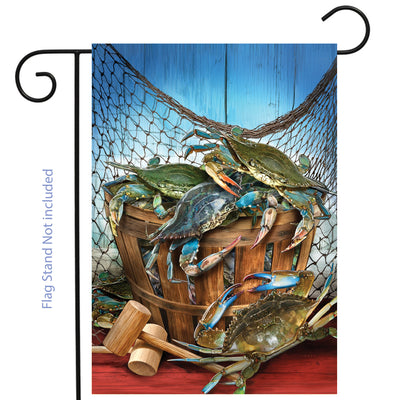 Natural Blue Crabs and Bushel (Sleeve) Flag