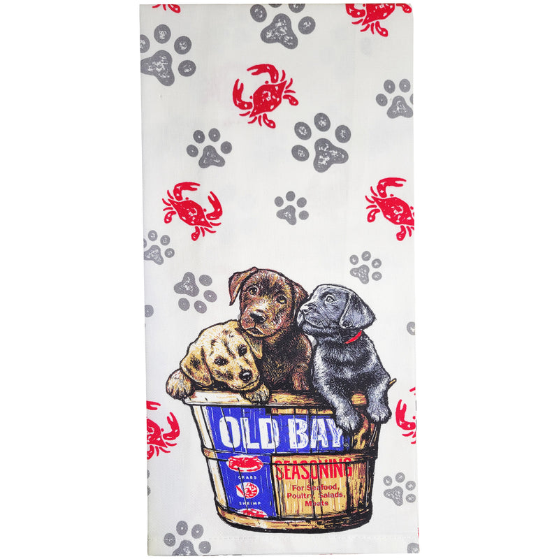 Old Bay Seasoning Puppy Bushel Kitchen Towel