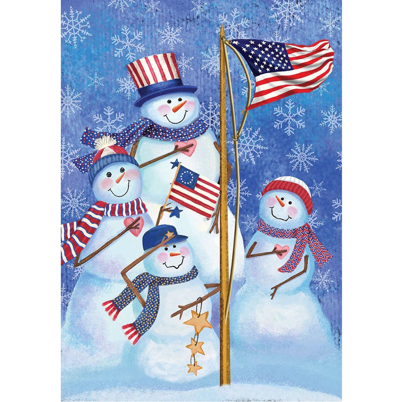 Patriotic Snowmen Garden Flag (Sleeve)