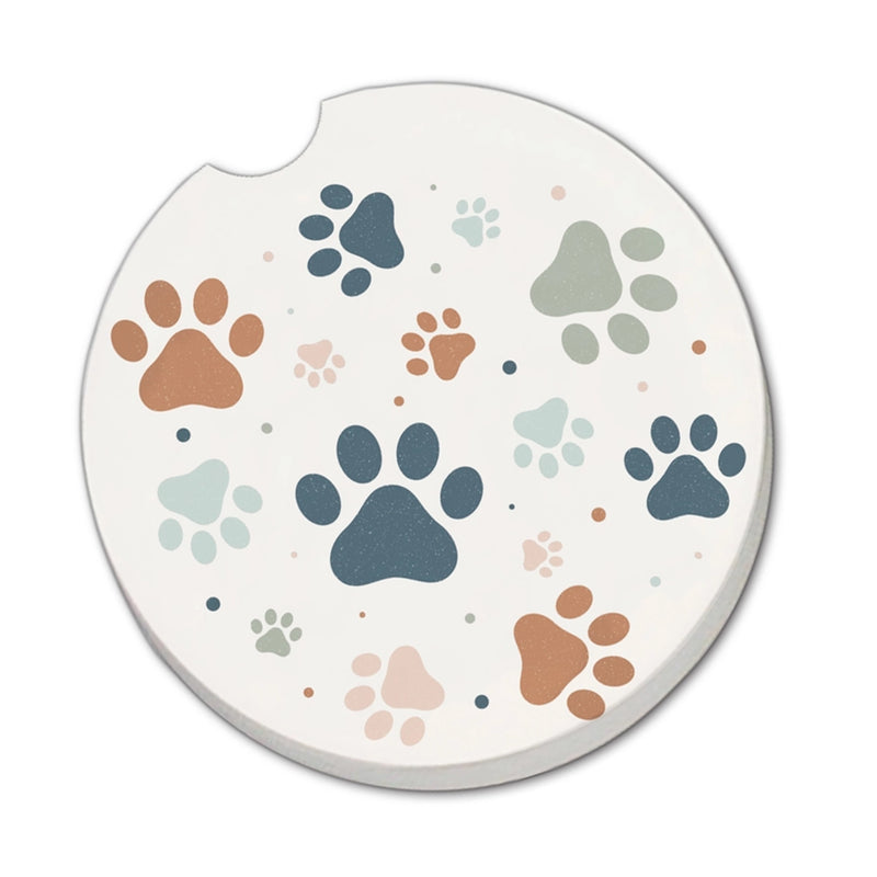 Paw Prints Absorbent Stone Car Coaster