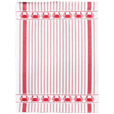 Crab Linen Blend Kitchen Towel - Red