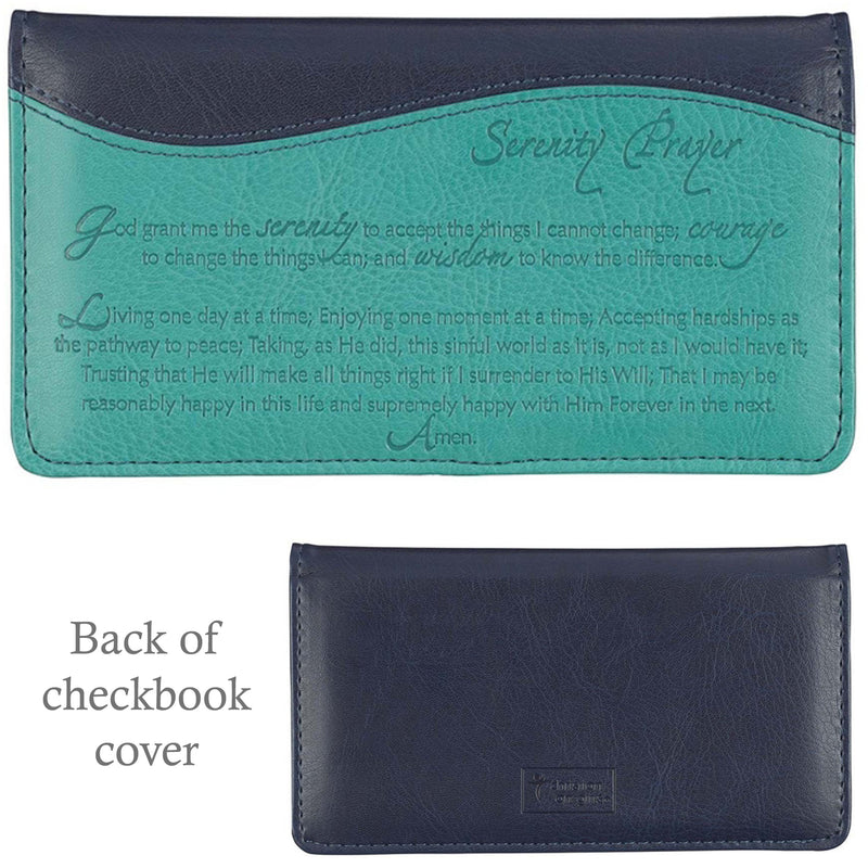 Checkbook Cover - 10 - Serenity Prayer - "God Grant Me The Serenity..." (aqua/navy two tone)