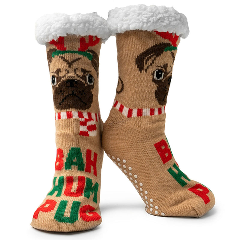 Slipper Socks Bah Hum Pug