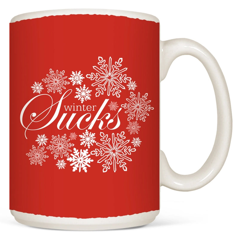 Seasonal Fun 15oz Coffee Mug - Snowflakes - Winter Sucks