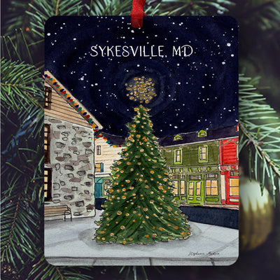 Carroll County Local Artist Ornament - Sykesville Maryland Christmas Tree