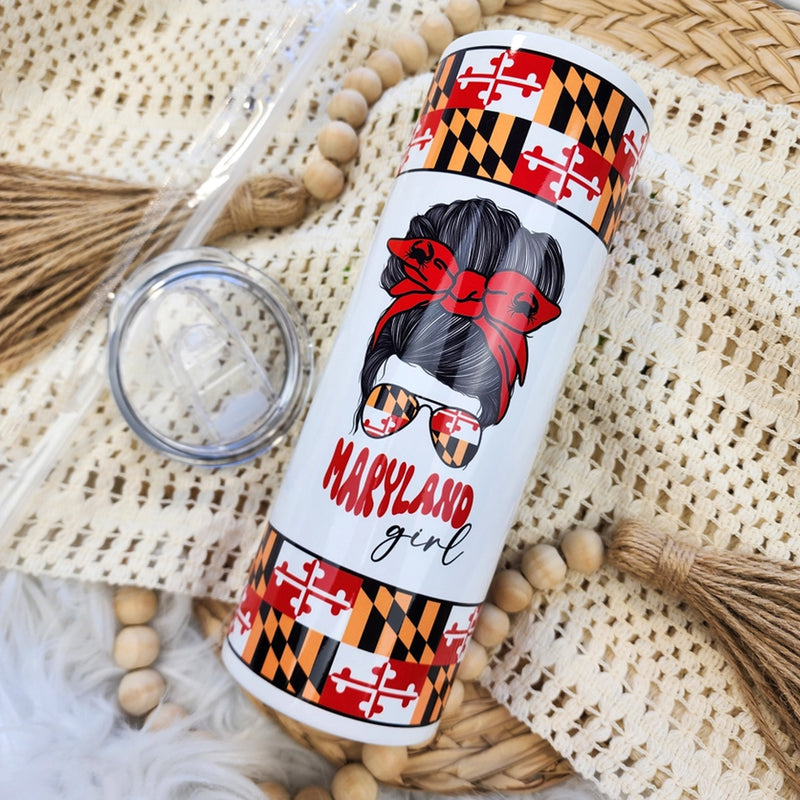 Maryland Themed 20oz Skinny Tumbler - Maryland Girl