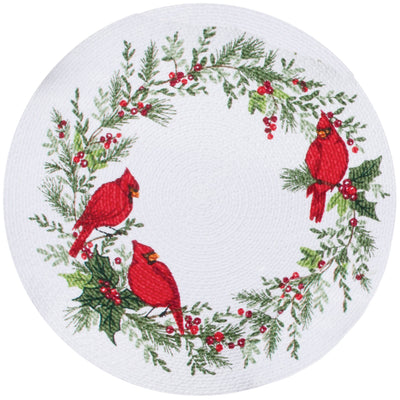 Winter Cardinals Braided Round Placemat