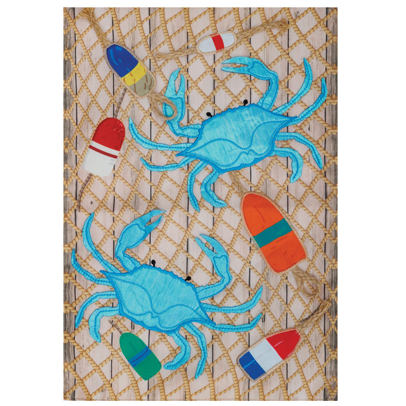 Crab Net and Buoy Applique Garden Flag