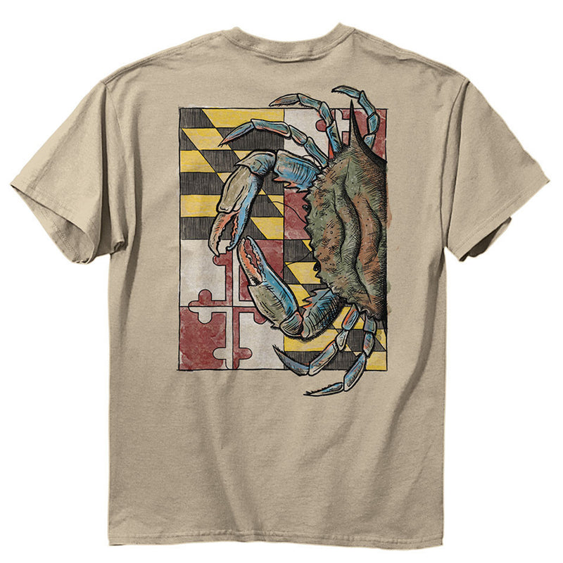 Maryland Flag Big Crab Sand/Tan T-Shirt Back