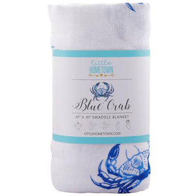 Blue Crab Baby Swaddle Muslin Receiving Blanket