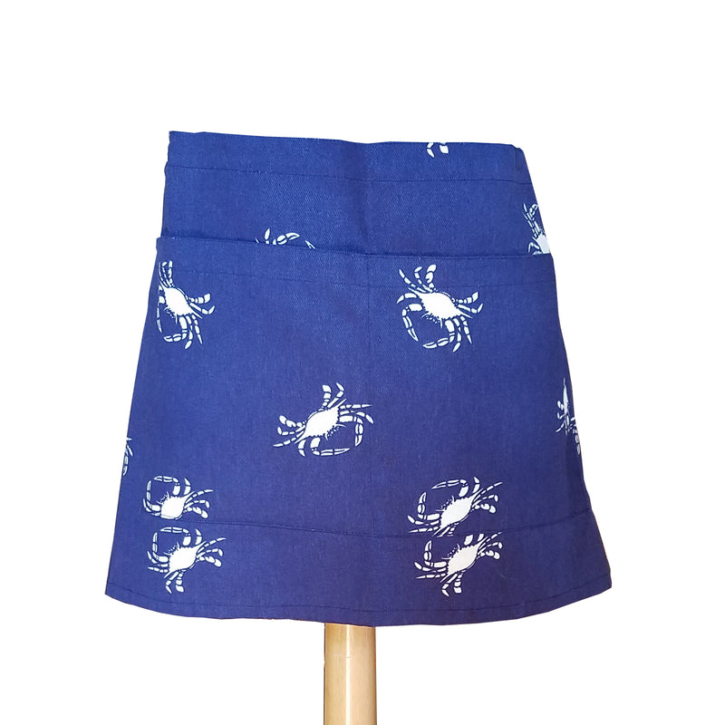 Blue Crab Apron Half - Navy Blue