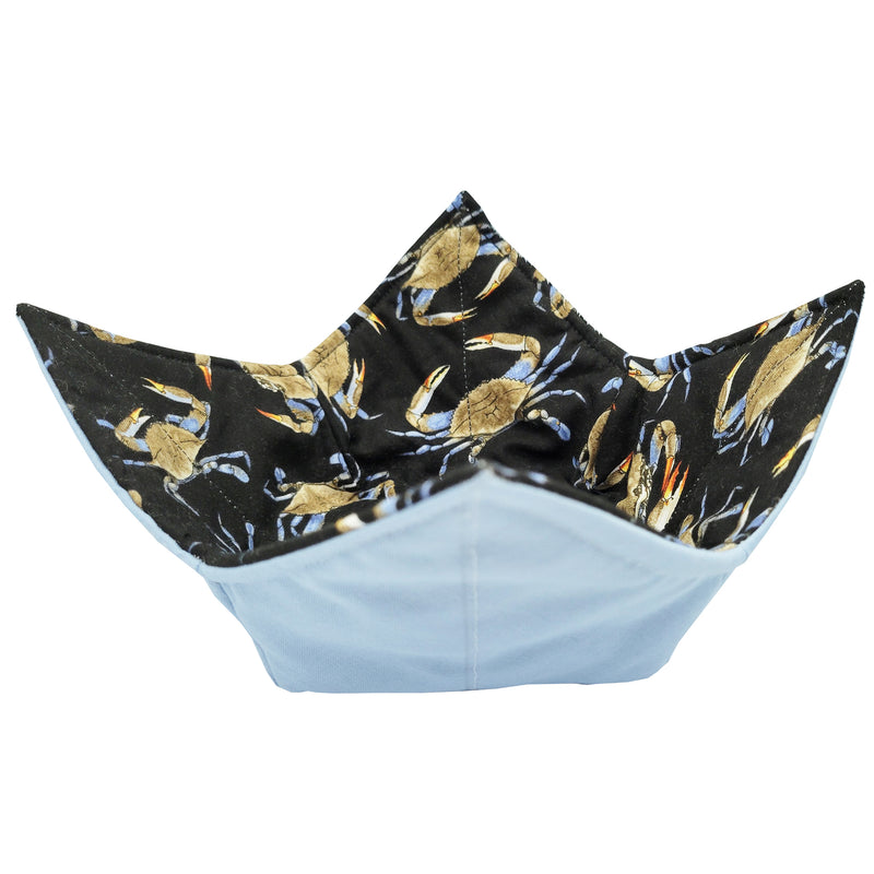 Blue Crab Microwave Bowl Potholder Black Background