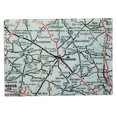 Carroll County Map Glass Cutting Board