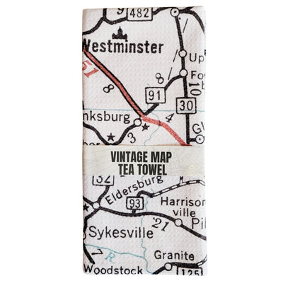 Carroll County Map Kitchen Towel Folded