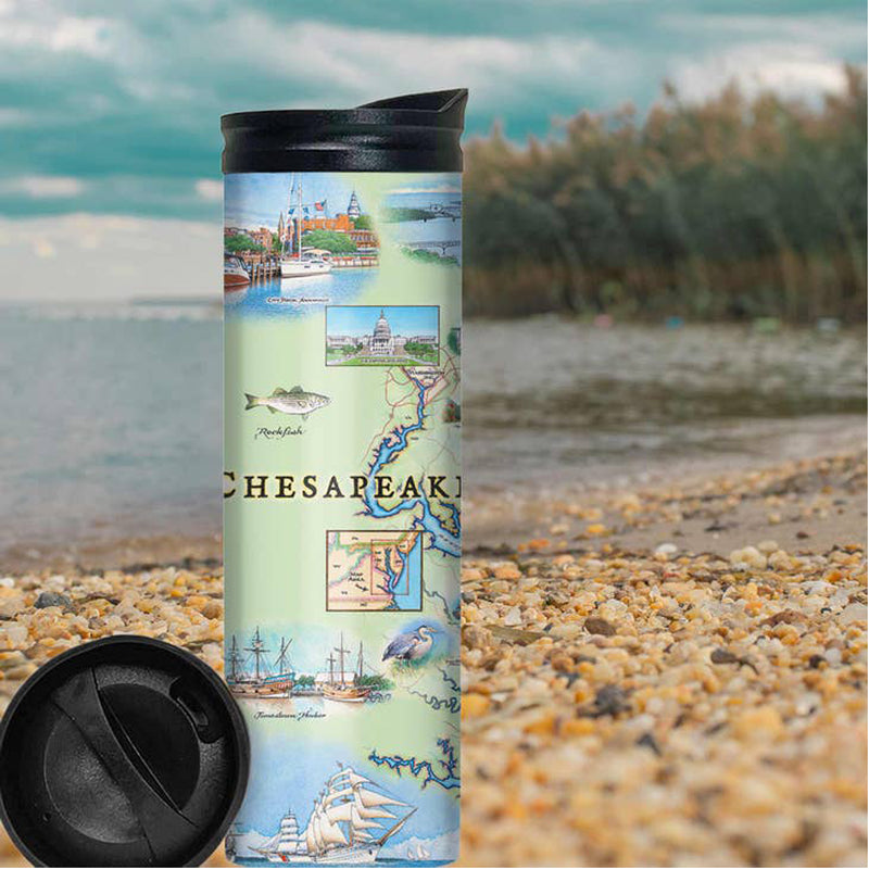 Chesapeake Bay Map Stainless Steel Travel Tumbler Scene