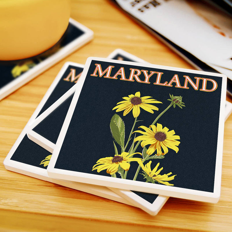 Black Eyed Susans Ceramic Square Coaster Scene