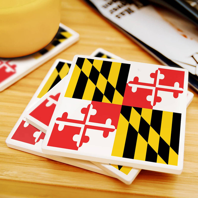 Maryland Flag Ceramic Square Coaster Scene